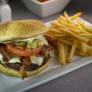 Bacon Burger and Fries